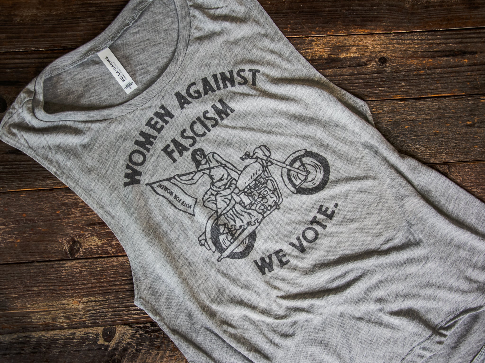 Made In Usa | Printed Muscle Tank | Heather Grey | Women Against Fascism