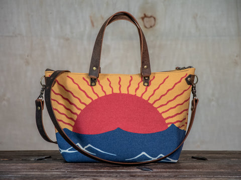 Bowler Handprinted | Crossbody Zipper Purse | Sun and Sea