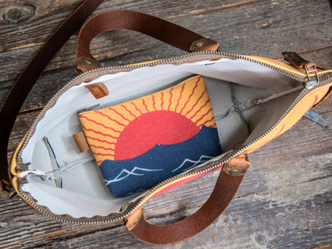 Bowler Handprinted | Crossbody Zipper Purse | Sun and Sea