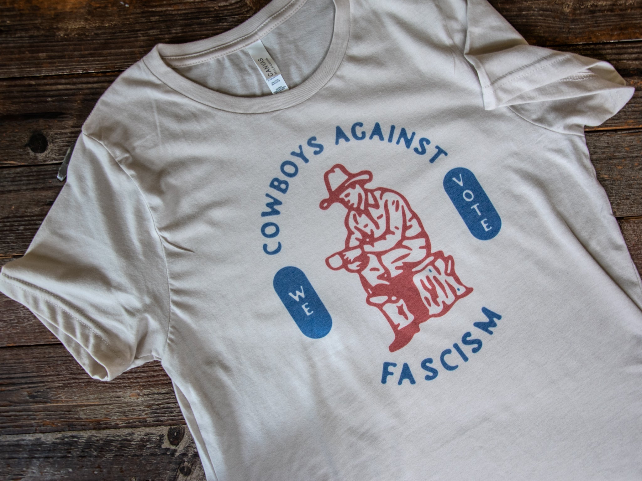 Made in USA | T-shirt | Unisex | Cowboys Against Fascism | Heather Dust
