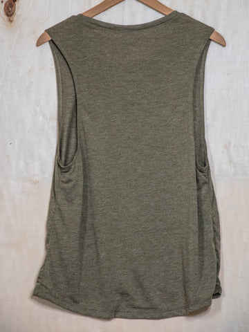 Made In Usa | Printed Muscle Tank | Olive | Women Don't Owe You
