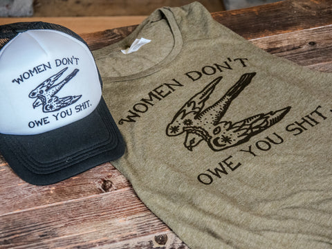 Made In Usa | Printed Muscle Tank | Olive | Women Don't Owe You