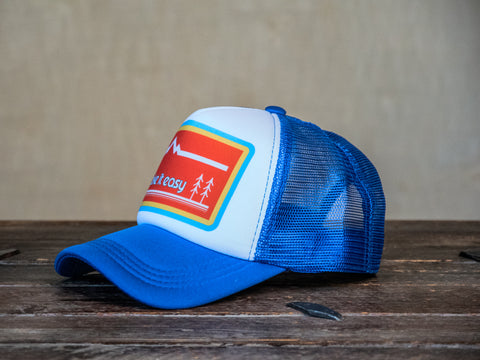 Trucker Hat | Hand Printed | Take it easy | Blue Hat
