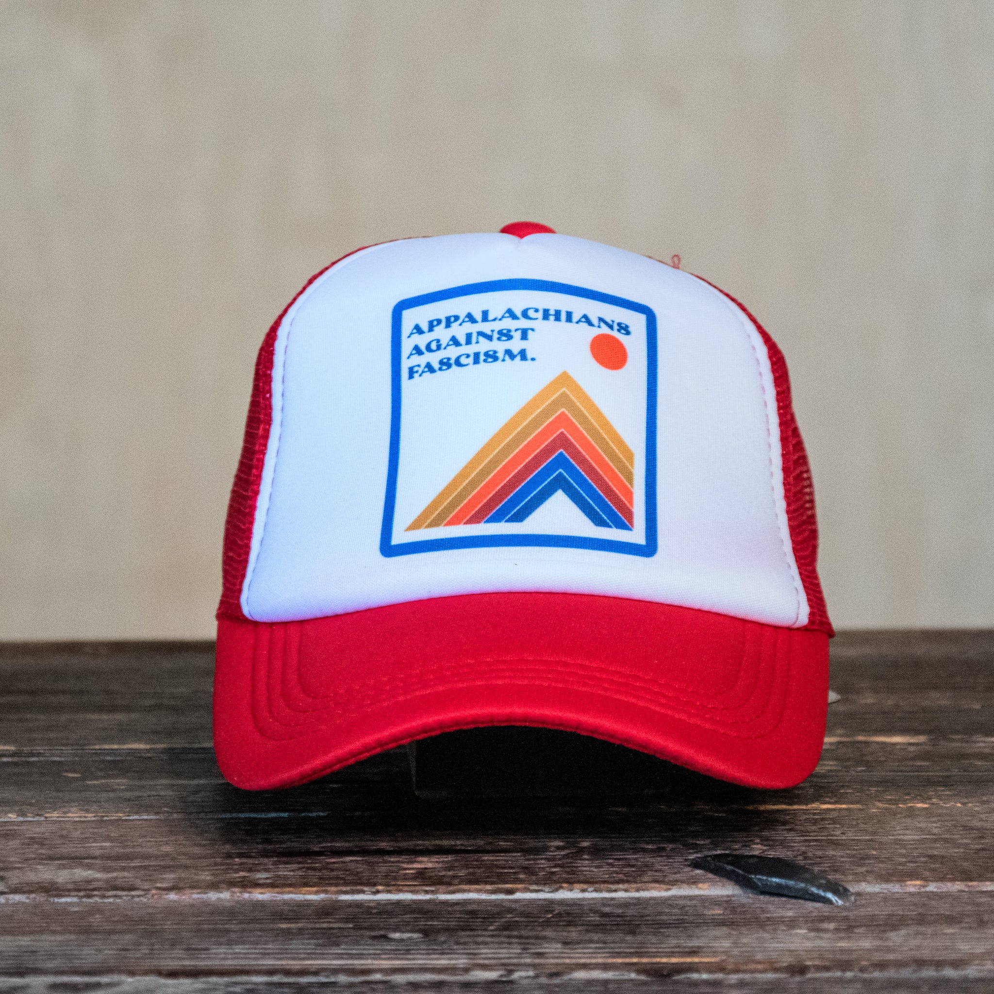 Trucker Hat | Hand Printed | Appalachians Against Fascism | Red Hat