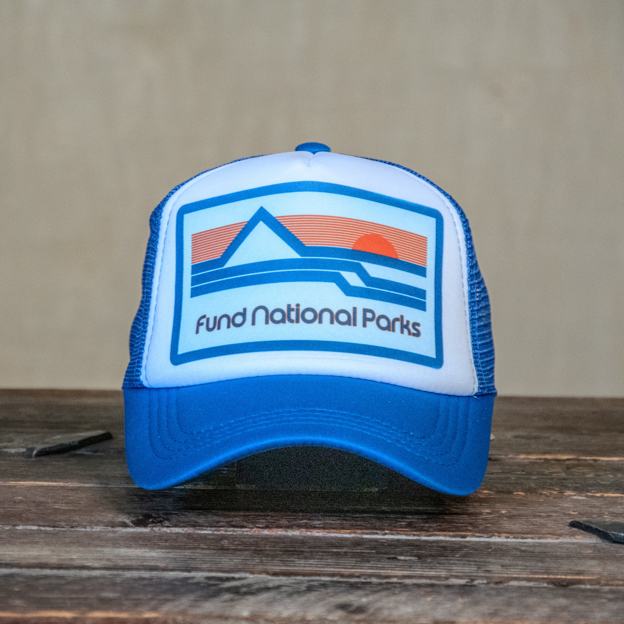 Trucker Hat | Hand Printed | Fund National Parks | Blue Hat