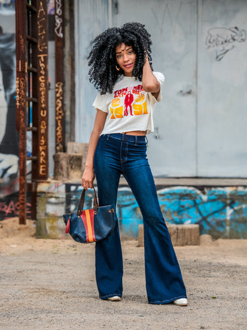 The In Blue Wonder Woman Bag | Curved Bowler | Two Colorways | Crossbody leather handmade bag