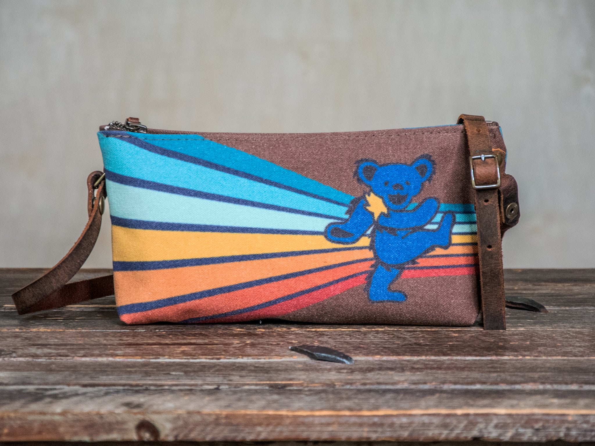LIMITED-RUN Ready to Ship | Small Zipper Crossbody Bag Dancing Stripes | Handprinted