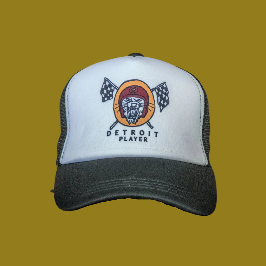 Trucker Hat | Hand Printed | Detroit Player | Black
