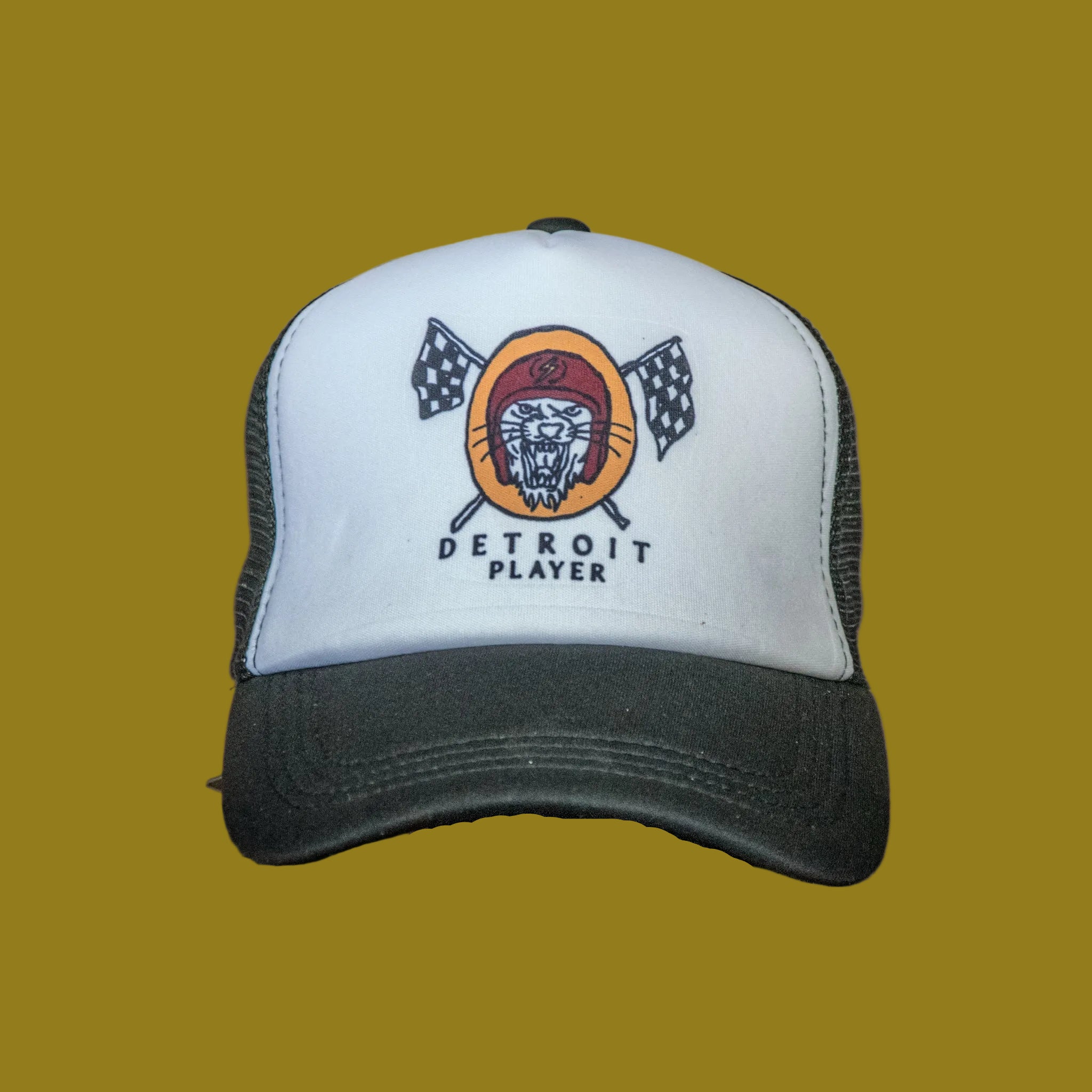 Trucker Hat | Hand Printed | Detroit Player | Black