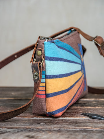 LIMITED-RUN Ready to Ship | Small Zipper Crossbody Bag Dancing Stripes | Handprinted