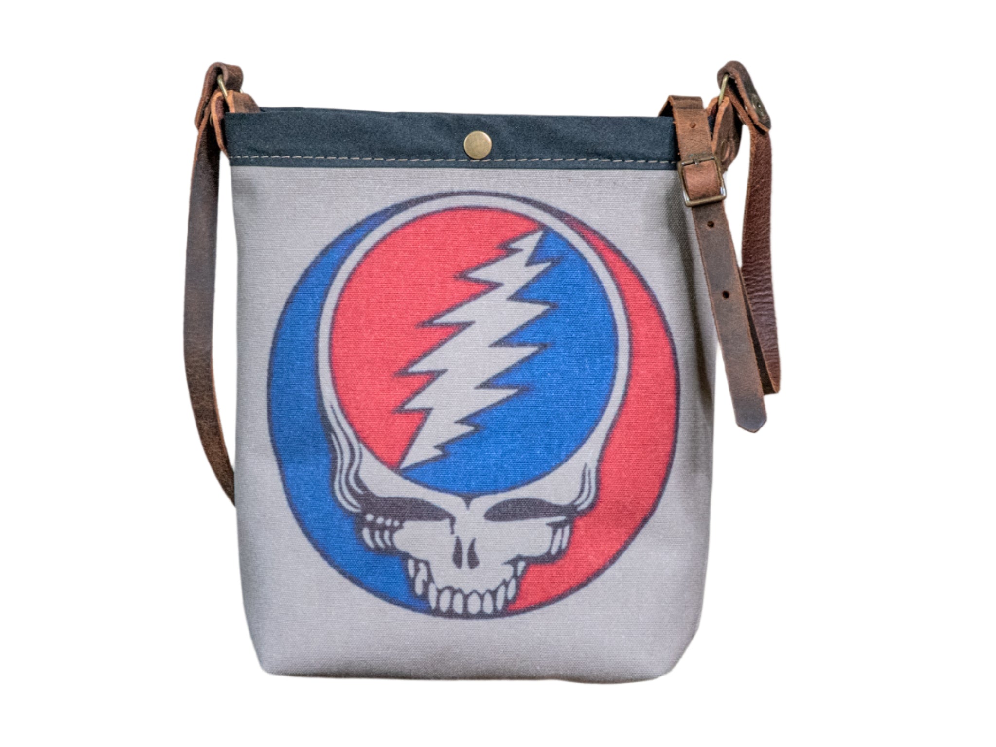 LIMITED-RUN Ready to Ship | Small Canvas and Leather Tote Bag | Handprinted | Grateful