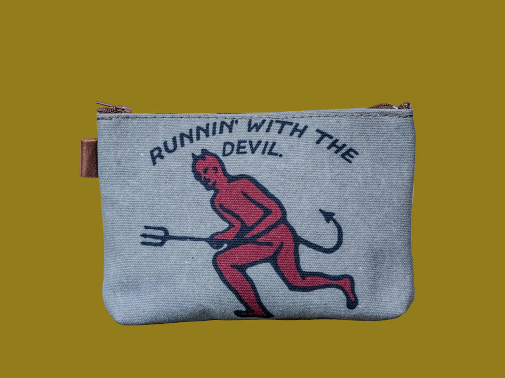 Runnin' with the devil | Hand printed MEDIUM Canvas Pouch