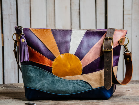 The PURPLE RAIN mountain to ocean medium eco-tanned bowler | LIMITED RUN brand new eco-friendly leather