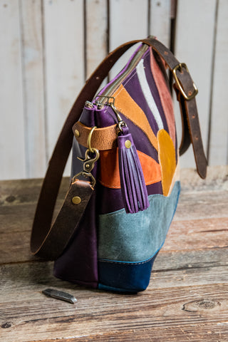 The PURPLE RAIN mountain to ocean medium eco-tanned bowler | LIMITED RUN brand new eco-friendly leather