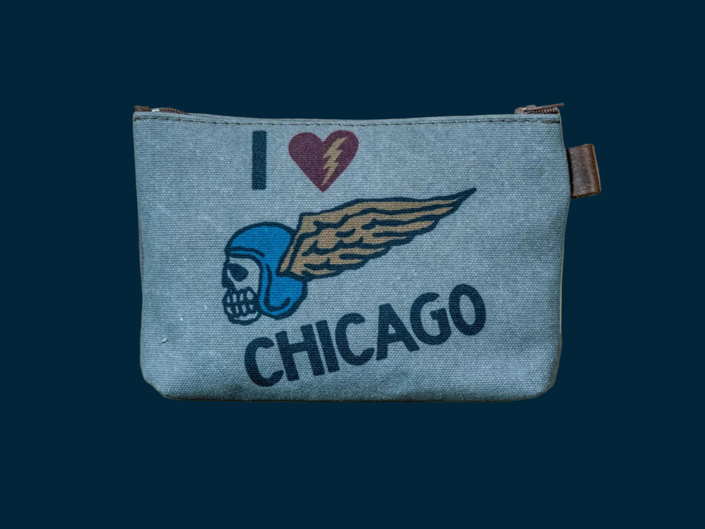 I Love Chicago | Hand printed MEDIUM Canvas Pouch