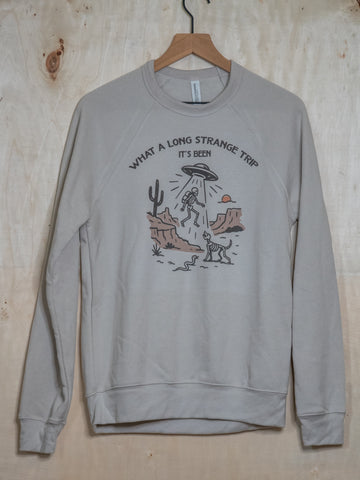Handprinted Sweatshirt | Strange Trip | Unisex Tri-Blend | Heather Dust