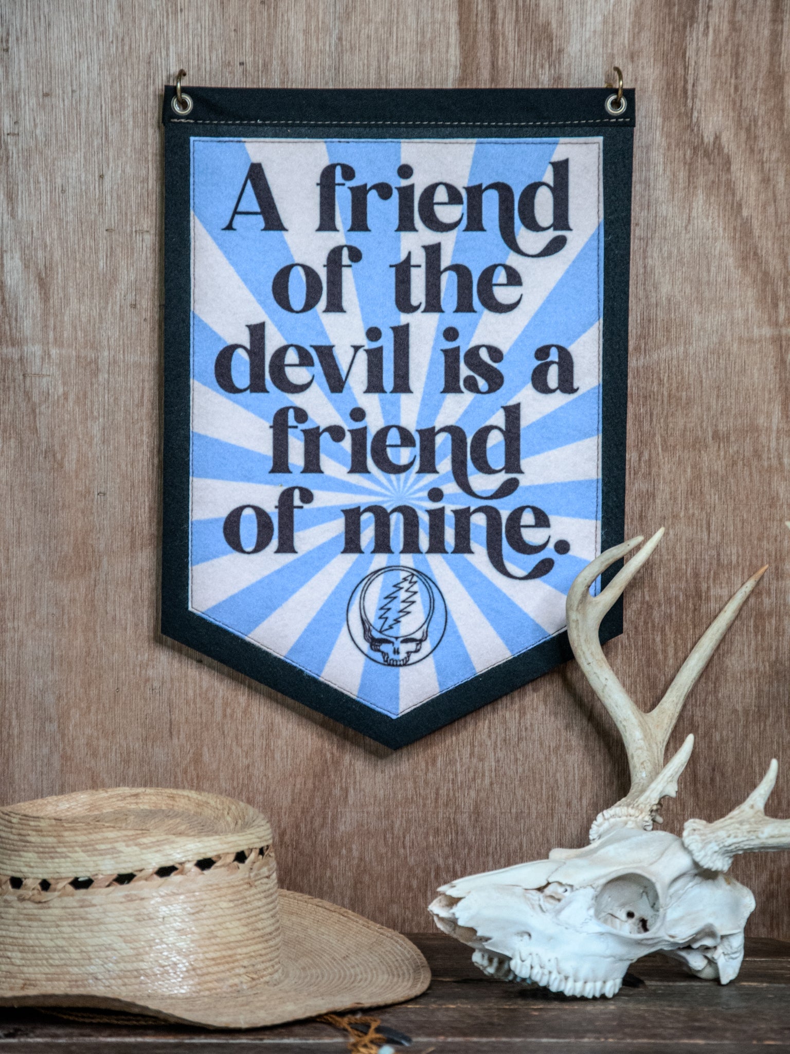 LIMITED RUN Ready to Ship | Backed Medium Camp Flag | Wall Decor | Friend of the Devil