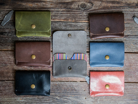 Ready to ship | Leather Card Wallet | Two-tone Wallet | Card Holder | one of a kind | Striped!