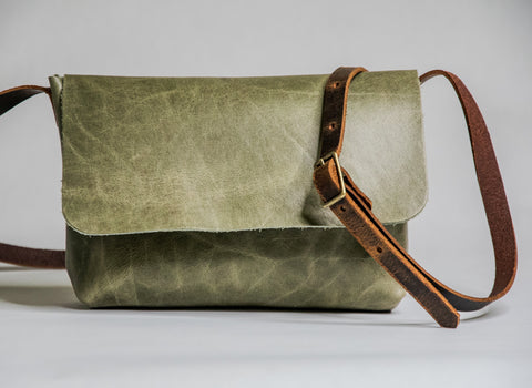 Brand New SAGE Eco-Friendly Leather Mini Satchel Bag | Limited-run Small SAGE Crossbody Bag