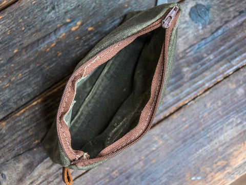 Ready to Ship | Oak Desertscape | Medium Waxed Canvas & leather Applique Pouch