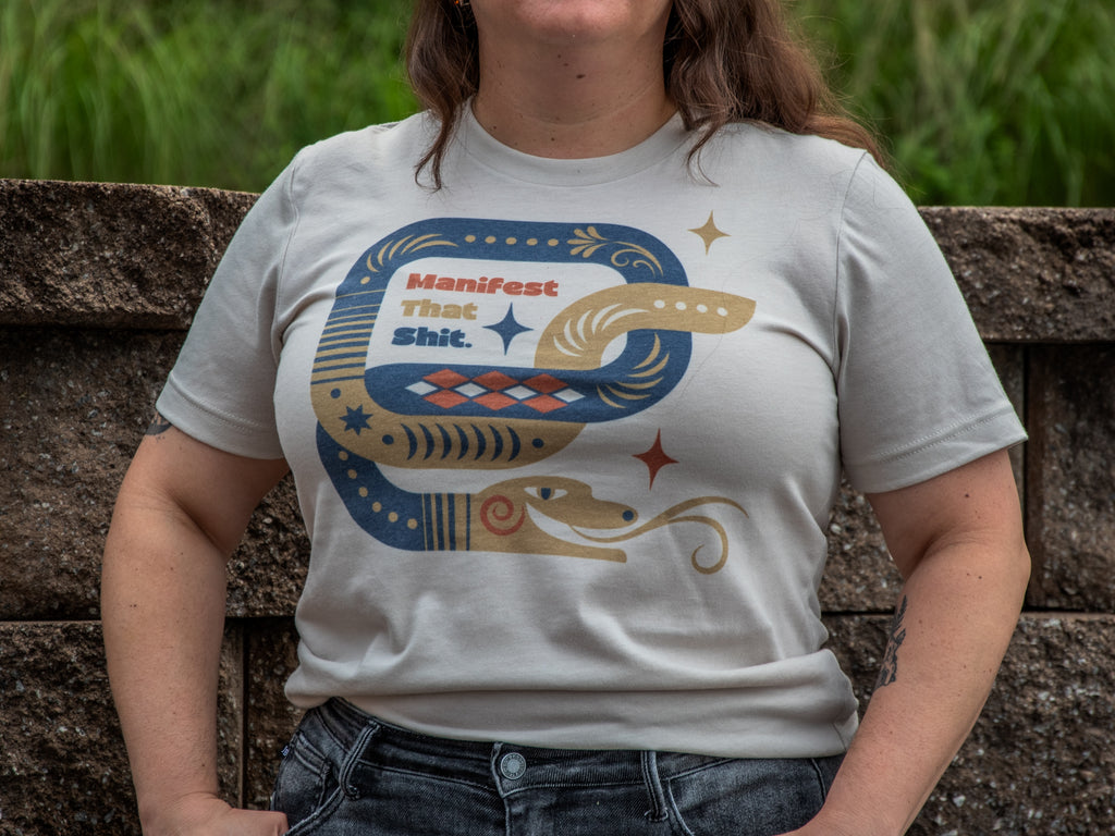 Made in USA | T-shirt | Unisex | Manifest That Shit Snake | Heather Dust