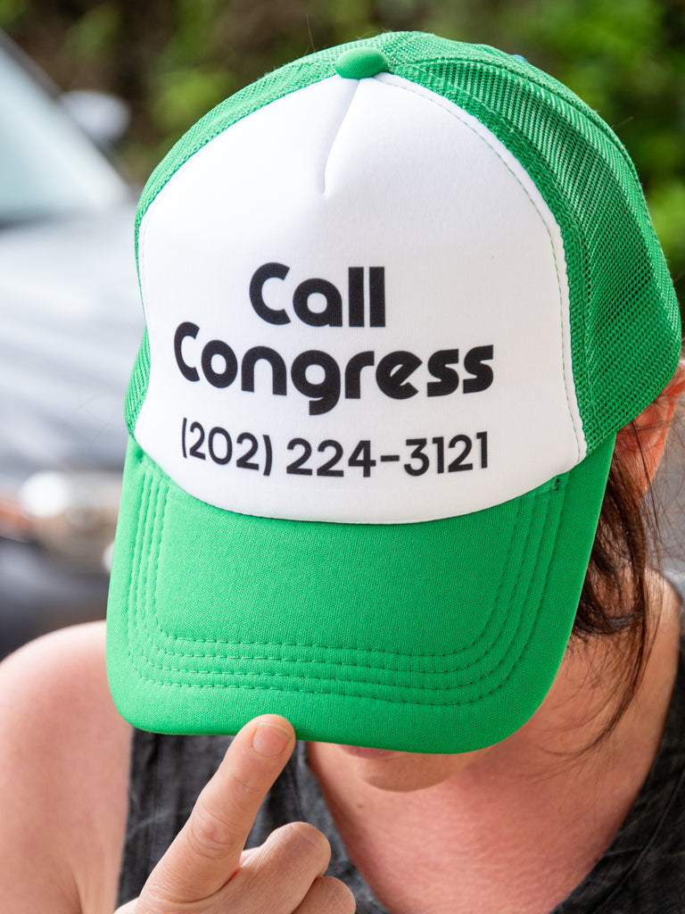 Ready to Ship | Trucker Hat | Hand Printed | Call Congress | Green