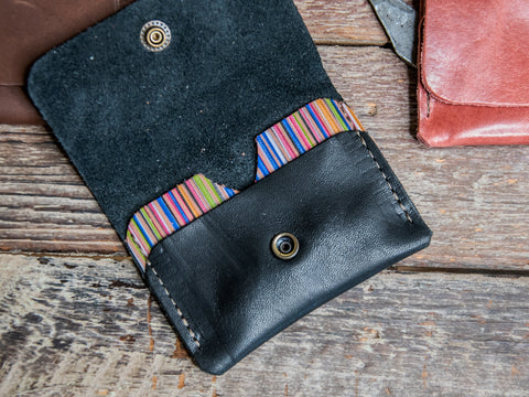 Ready to ship | Leather Card Wallet | Two-tone Wallet | Card Holder | one of a kind | Striped!