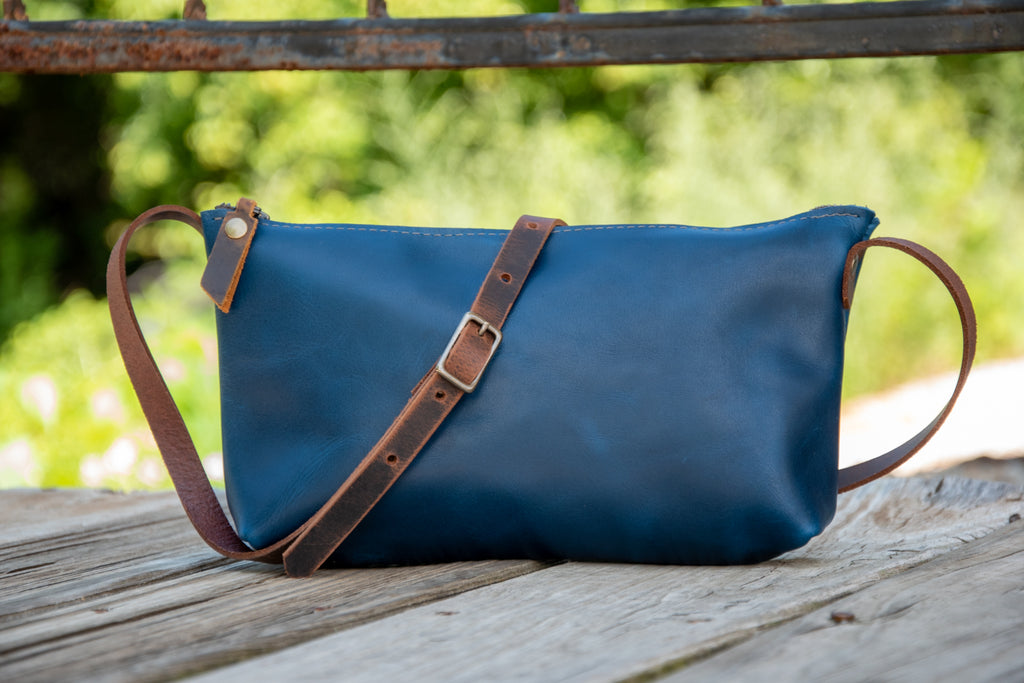 The In True Blue Collection | The Mini-Zipper Blue Bag with Crossbody strap