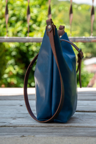Handmade Leather Tote Bag with Zipper | North South Tall | Large | Eco Friendly Leather