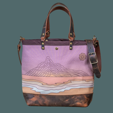 Atitlan |  Canvas and Leather tote bag  | Handprinted