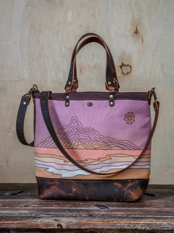 Atitlan |  Canvas and Leather tote bag  | Handprinted