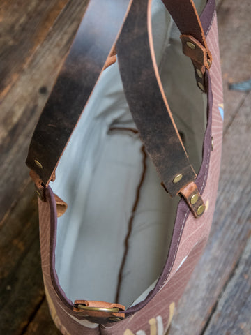 Way out West |  Canvas and Leather tote bag  | Handprinted