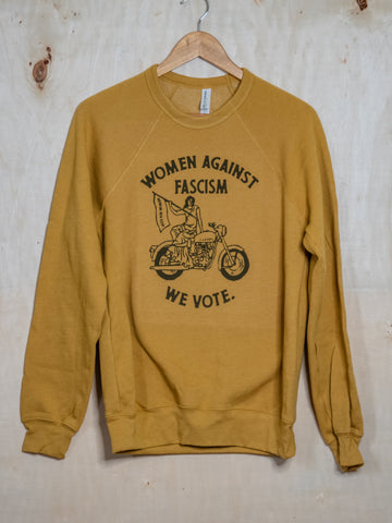 Handprinted Sweatshirt | women against fascism | Unisex Tri-Blend |  Mustard