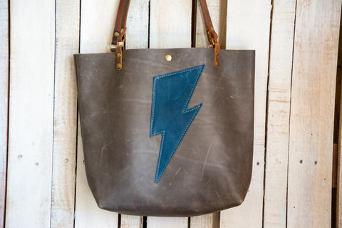 LIMITED EDITION| The Original Stardust Bowie Tote in Wolf w/ blue bolt