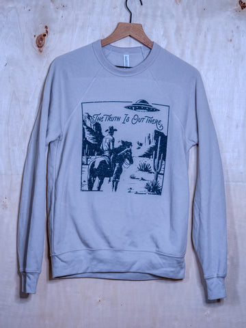 Handprinted Sweatshirt | The Truth Is Out There | Unisex Tri-Blend |  Heather Dust