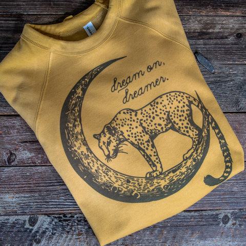 Handprinted Sweatshirt | dream on | Unisex Tri-Blend |  Mustard