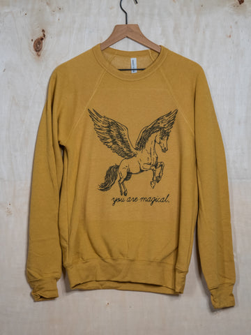 Handprinted Sweatshirt | you are magical | Unisex Tri-Blend |  Mustard