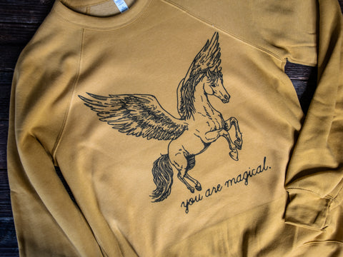 Handprinted Sweatshirt | you are magical | Unisex Tri-Blend |  Mustard