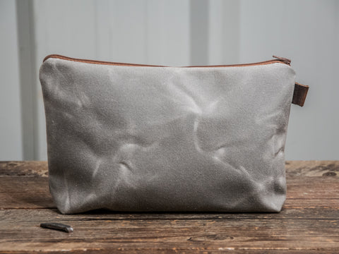 Ready to Ship | Camera | Large Waxed Canvas & Leather Applique Pouch