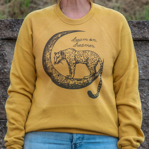 Handprinted Sweatshirt | dream on | Unisex Tri-Blend |  Mustard