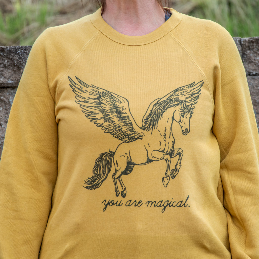 Handprinted Sweatshirt | you are magical | Unisex Tri-Blend |  Mustard