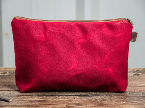 Ready to Ship | Love Letter | Large Waxed Canvas & Leather Applique Pouch