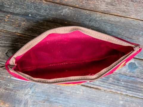 Ready to Ship | Love Letter | Large Waxed Canvas & Leather Applique Pouch