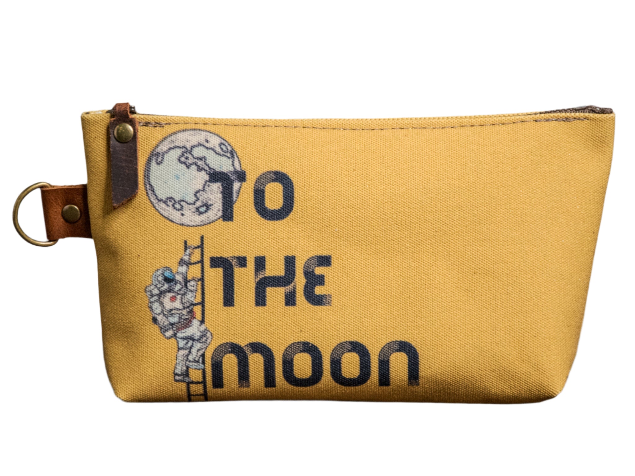 Ready to Ship | To The Moon | Hand Printed Canvas Everyday Pouch | Camp Blue