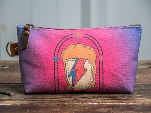 Ready to Ship | Bowie | Hand Printed Canvas Everyday Pouch | Camp Blue