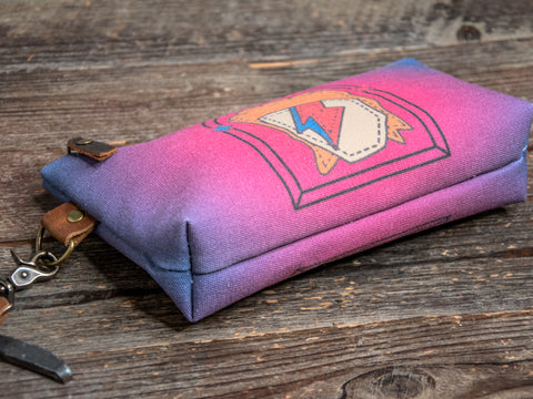 Ready to Ship | Bowie | Hand Printed Canvas Everyday Pouch | Camp Blue