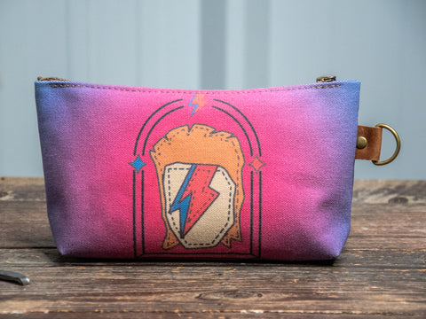 Ready to Ship | Bowie | Hand Printed Canvas Everyday Pouch | Camp Blue