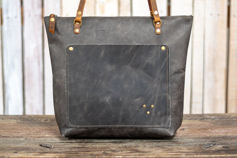 Eco Leather Handmade Classic Tote Bag | Large, Zipper | Eco Friendly Leather