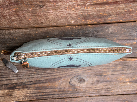 Ready to Ship | Stevie | Hand Printed Canvas Everyday Pouch | Camp Blue