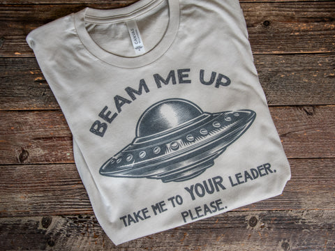 Made in USA | T-shirt | Take me to your leader | Heather Dust